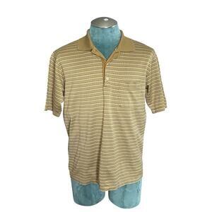 Vintage St Croix Men's Knit Polo Shirt Brown Stripe with pocket Size M